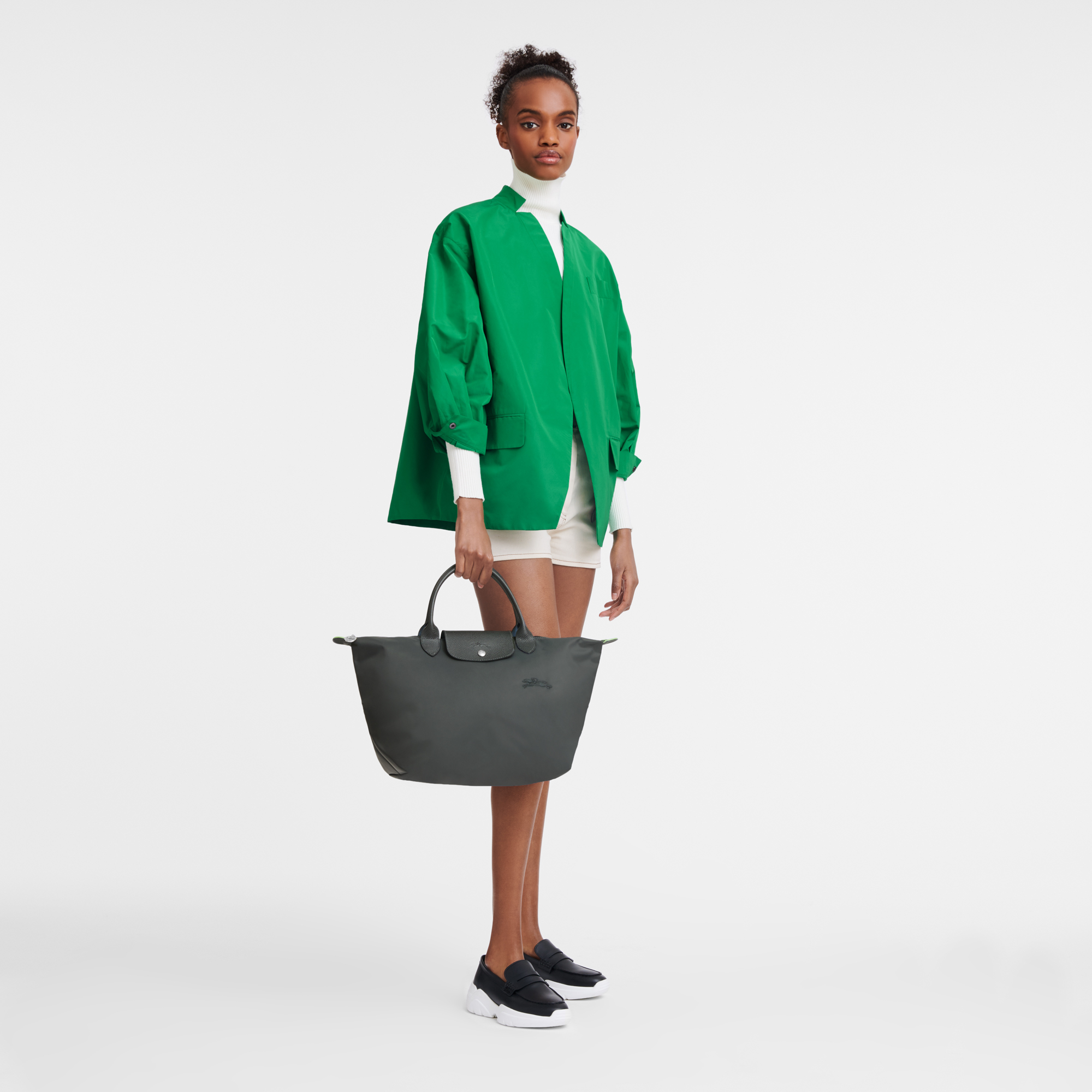 Le Pliage Green Handtasche M, Graphitgrau
