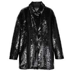 Coat , Black - Sequin