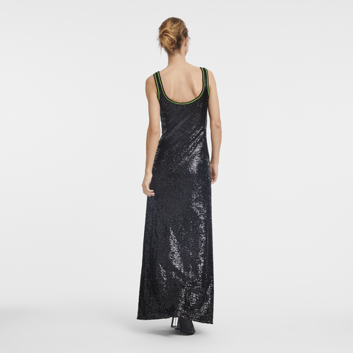 Langes Kleid , Paillette - Schwarz - Ansicht 4 von 5