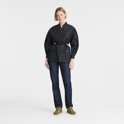 Kimonojacke , Technischer Taft - Schwarz