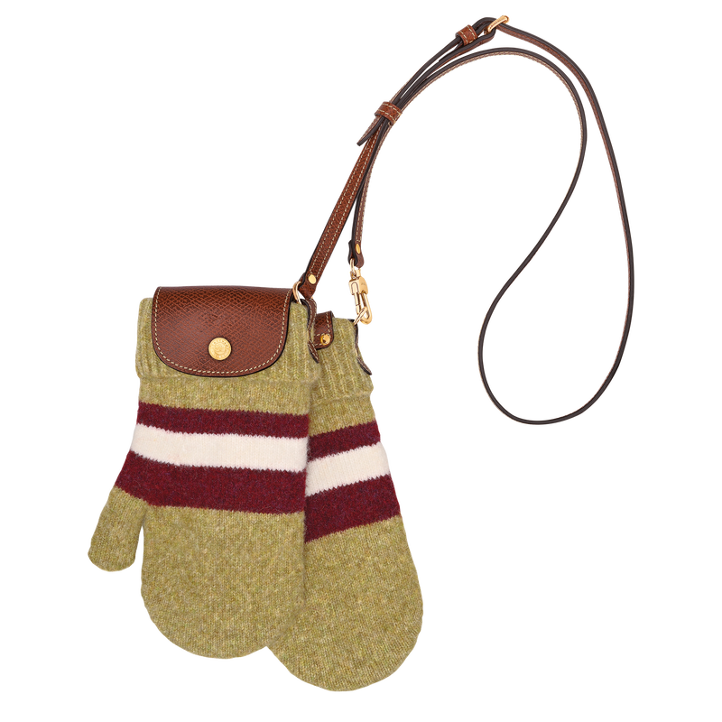 Le Pliage Collection 連指手套包 , 開心果綠色/酒紅色 - 帆布  - 查看 1 2