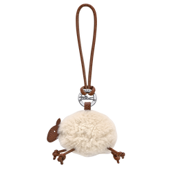 Le Pliage Xtra Key ring , Ecru - Leather