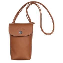 Mobiltelefon-Etui mit Lederbändchen Le Pliage Xtra , Leder - Cognac