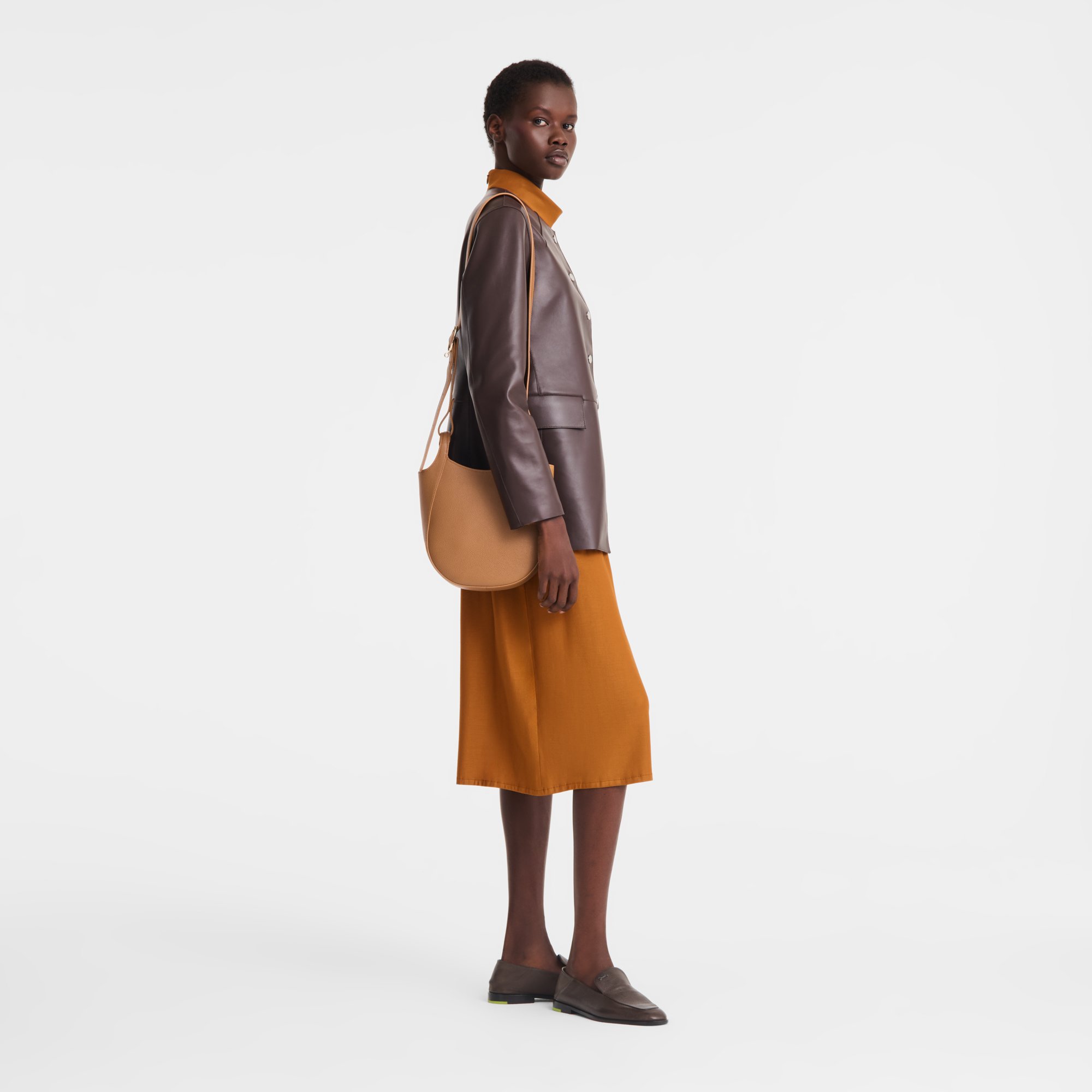 Le Foulonn&eacute; Crossbody bag S, Pecan