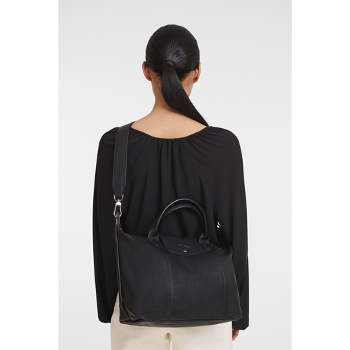 トップハンドルバッグ M ル プリアージュ キュイール ブラック L ロンシャン Jp