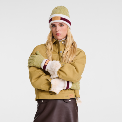 Gloves , Pistachio/Burgundy - Knit