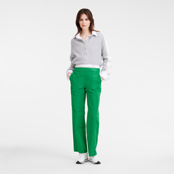Straight pants with patch , Green - Technical taffeta