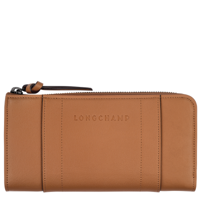 Longchamp 3D Zip around wallet , Natural - Leather