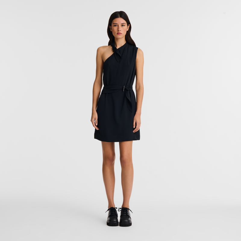 Dress , Black - Fluid crepe  - View 1 of  4