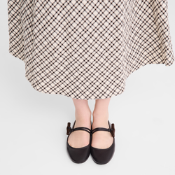 Roseau Ballerinas , Ebony - Leather