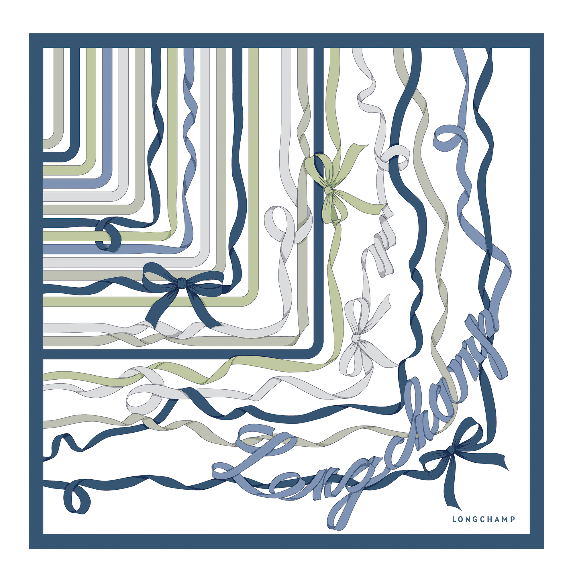 Rubans Longchamp Foulard di seta 50,  Ardesia