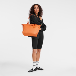 Le Pliage Green L Tote bag , Orange - Recycled canvas