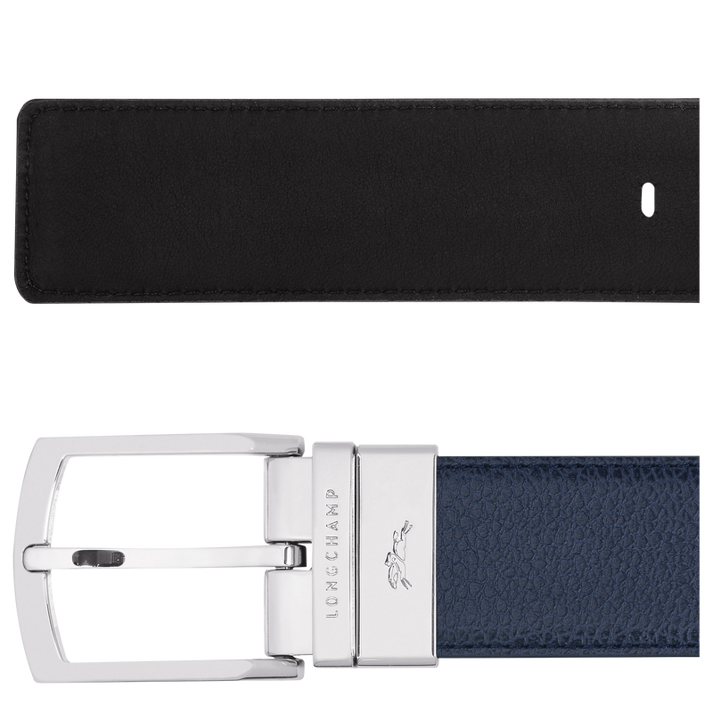 Le Foulonné Men's belt , Navy/Black - Leather  - View 2 of  4