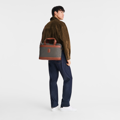 Boxford S Briefcase , Brown - Recycled canvas