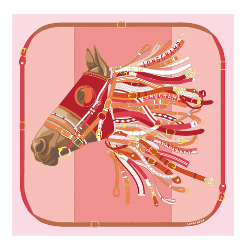 Tête de cheval Silk scarf 90 , Tomato - Silk - View 1 of  2