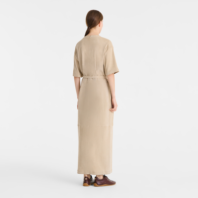 null Langes Kleid aus Leder, Leinen