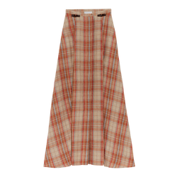 Midi skirt , Amber - Plaid linen