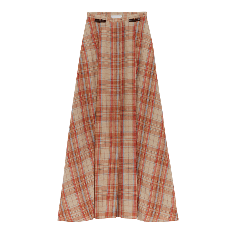 Midi skirt , Amber - Plaid linen  - View 1 of 1