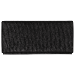 Carteira continental comprida Le Roseau , Pele - Preto