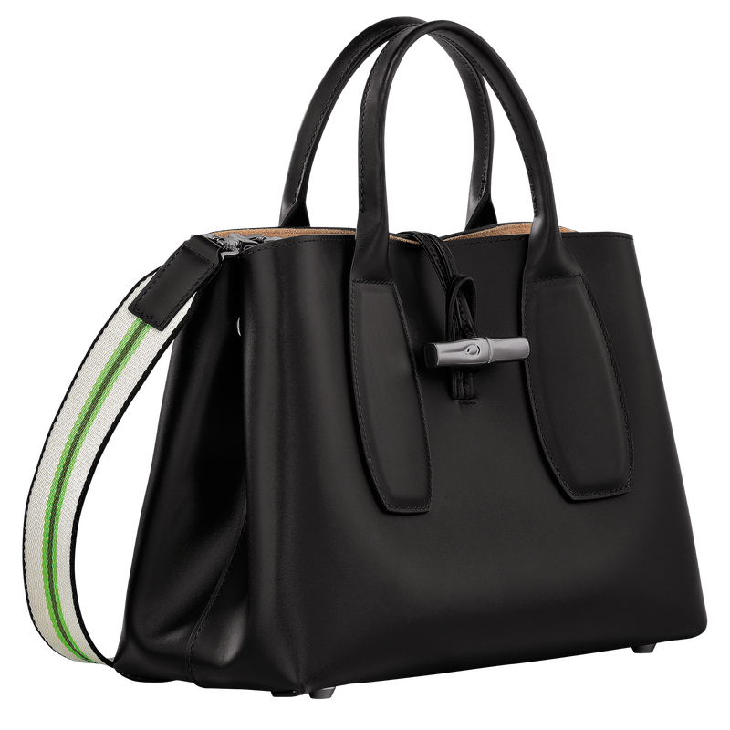 Roseau M Handbag , Black - Leather  - View 3 of  7
