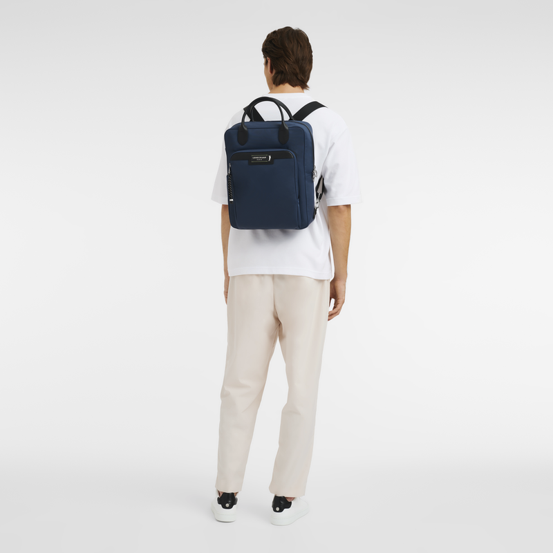 Rucksack M Le Pliage Energy , Recyceltes Canvas - Marine  - Ansicht 2 von 5