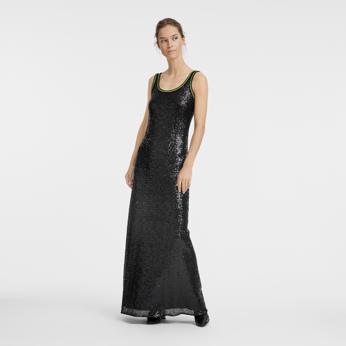 Lange jurk , Zwart - Glitter - Weergave 2 van  5