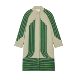 Coat , Heritage Green - Jacquard wool