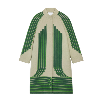 Coat , Heritage Green - Jacquard wool