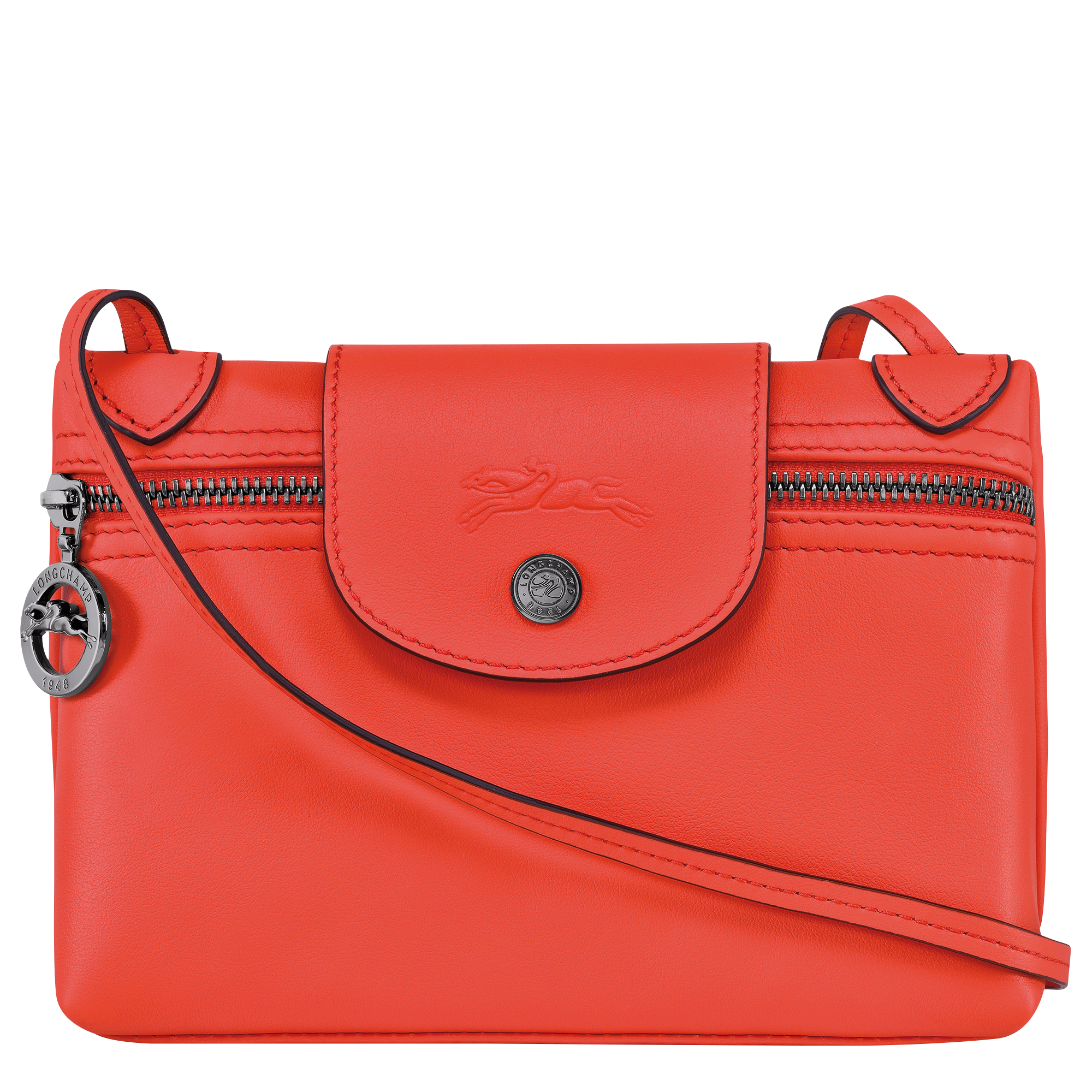 New Latest LONGCHAMP XS Trot orange leather mini crossbody bag w/ 2 handles