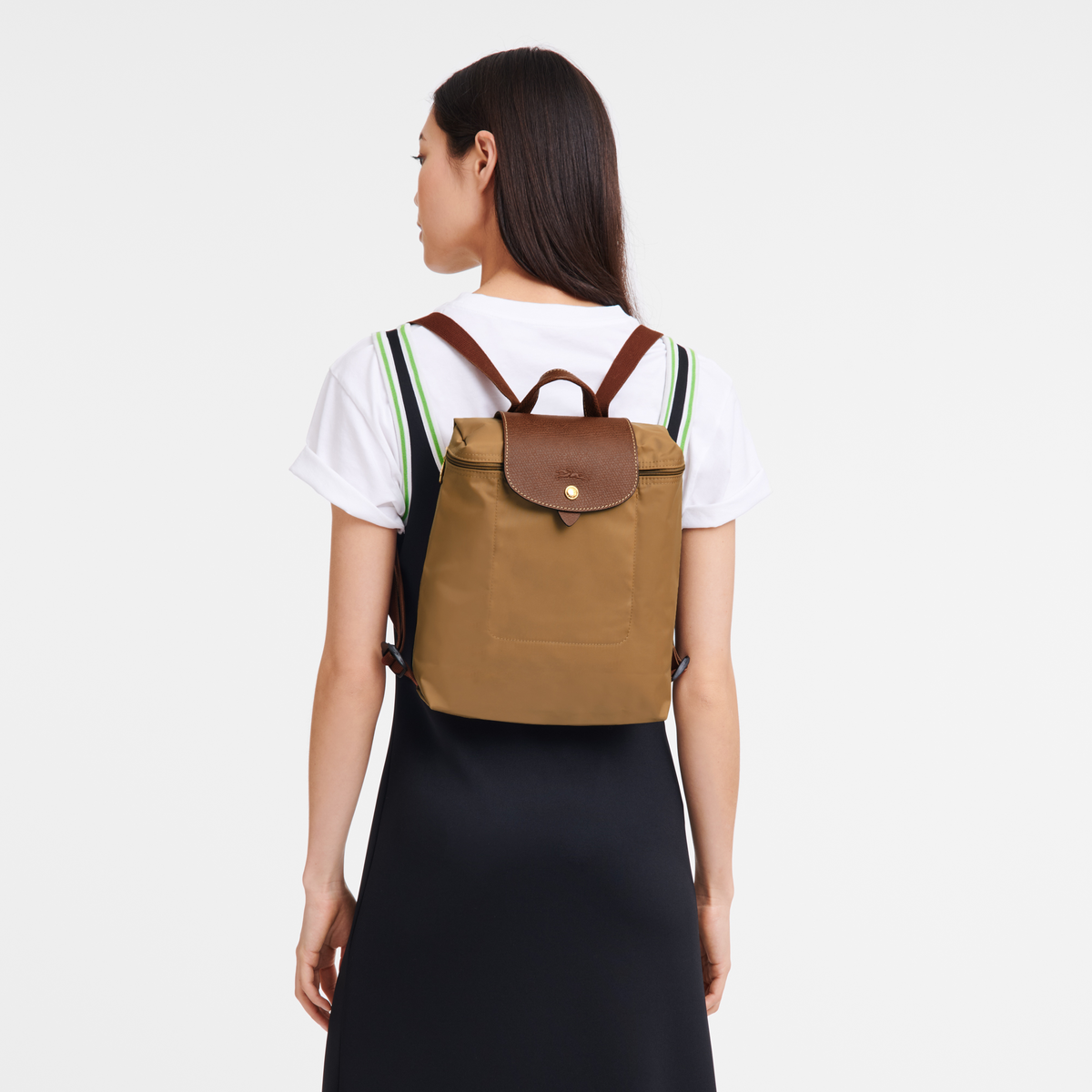 Canvas Ruchsack Le Pliage Original M Backpack Fawn - Recycled canvas | Longchamp SG