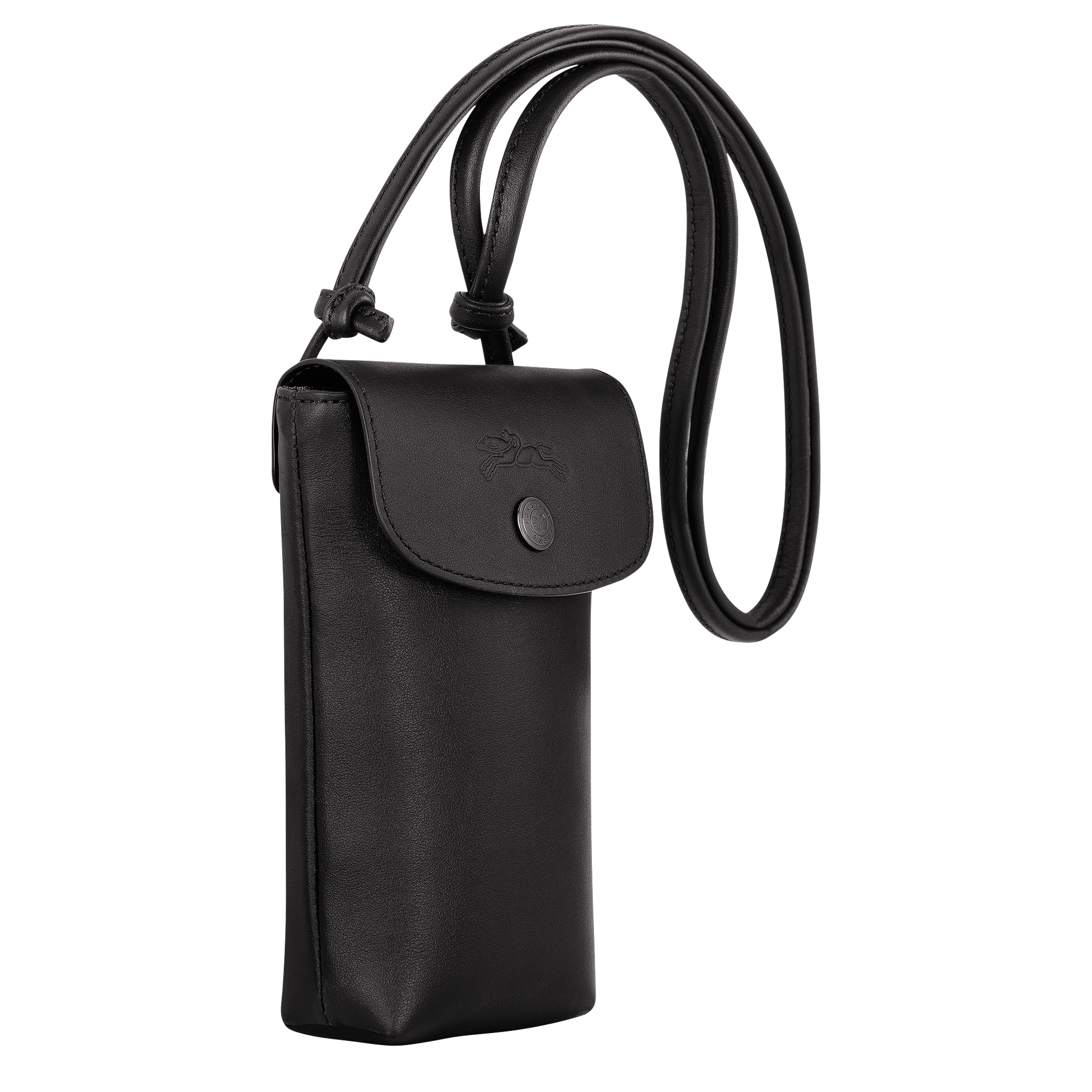 Le Pliage Xtra 裝飾皮革滾邊的手機殼, 黑色