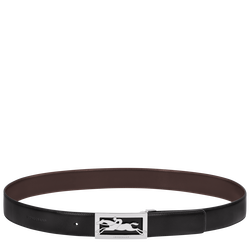 Delta Box Men's belt , Black/Mocha - Leather