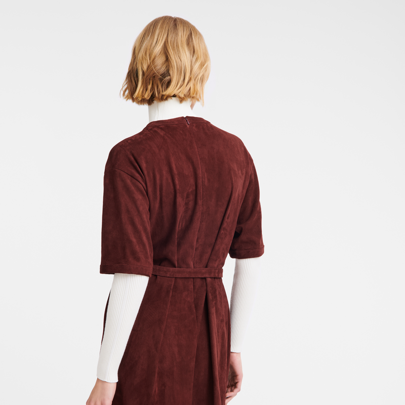 Robe longue en cuir Cuir Bordeaux Longchamp FR