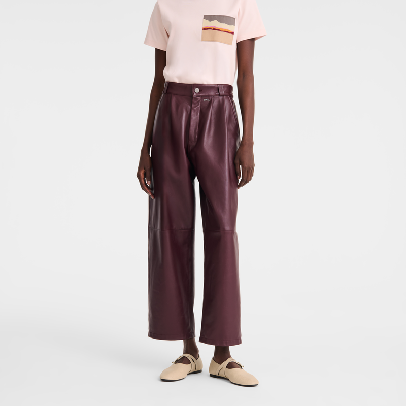 Trousers , Burgundy - Leather  - View 3 of  4
