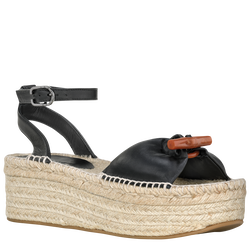 Keilförmige Espadrilles Roseau , Leder - Schwarz