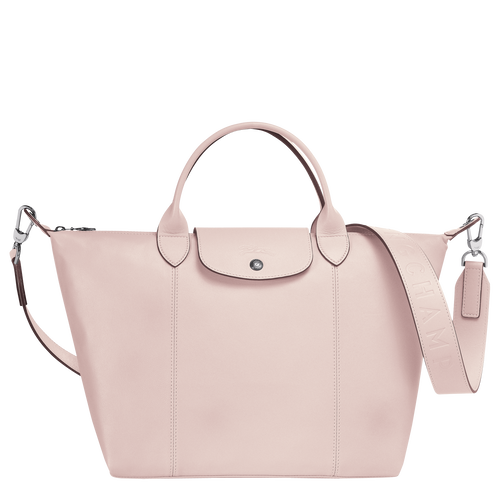 Le Pliage Cuir Top handle bag M, Pale pink