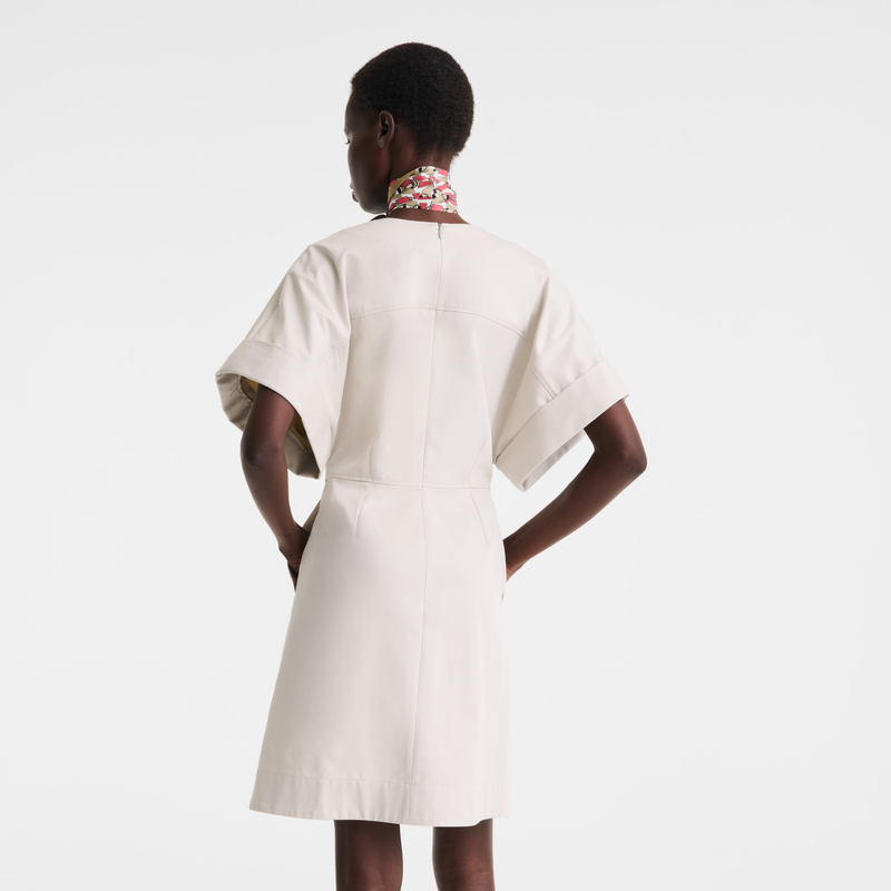 Short dress , Ivory - Double-face gabardine  - View 4 of  5