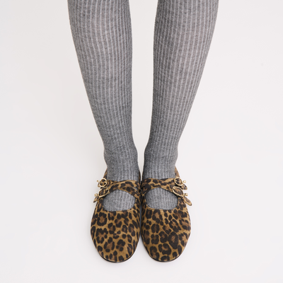 Le Foulonn&eacute; Ballerinas , Khaki - Leather