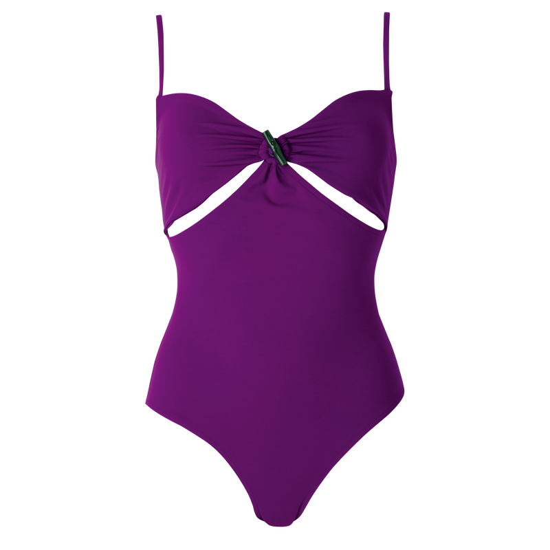 連身泳裝 , 紫色 - 平織布  - 查看 1 3