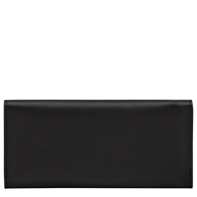 Portefeuille long &agrave; rabat Le Roseau , Cuir - Noir