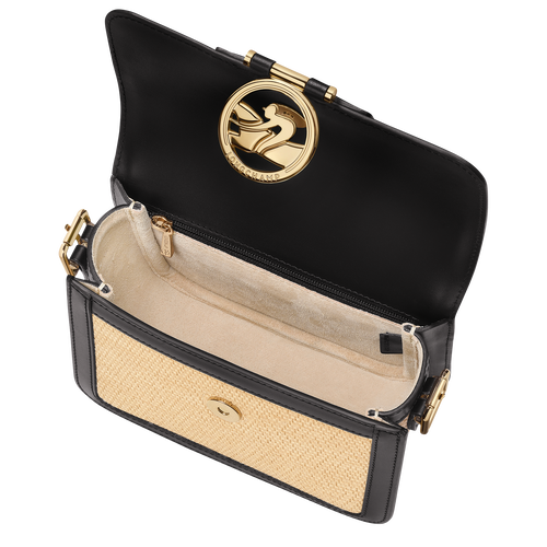 Box-Trot S Crossbody bag , Straw/Black - Canvas - View 5 of 6