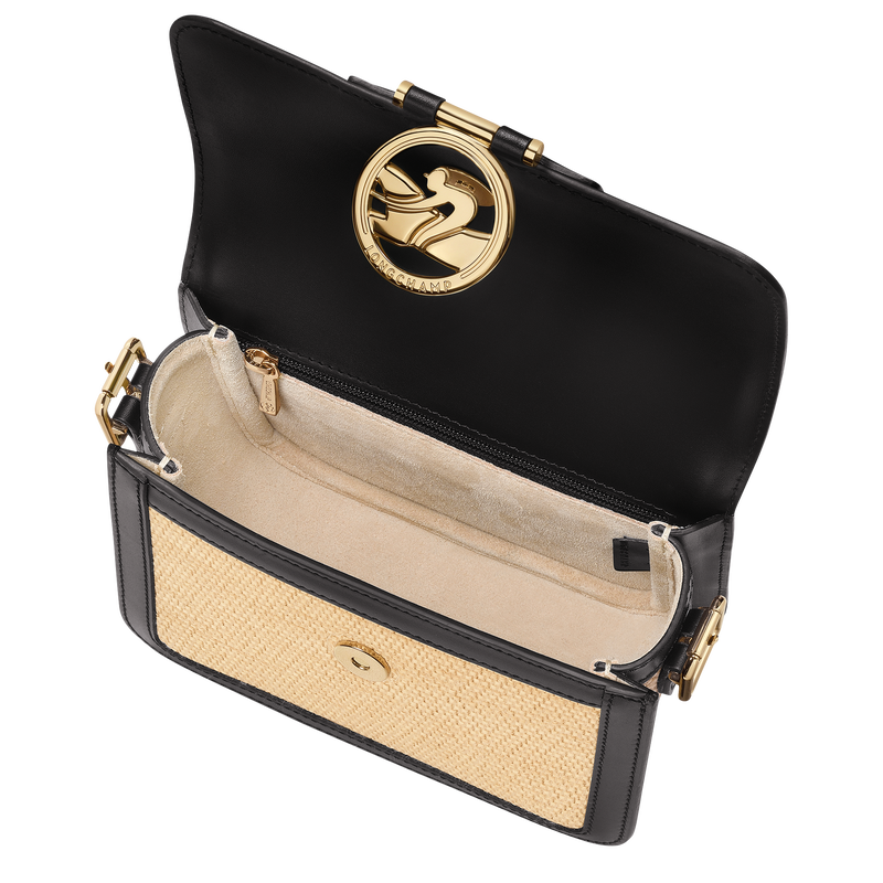 Box-Trot S Crossbody bag , Straw/Black - Canvas  - View 5 of 6