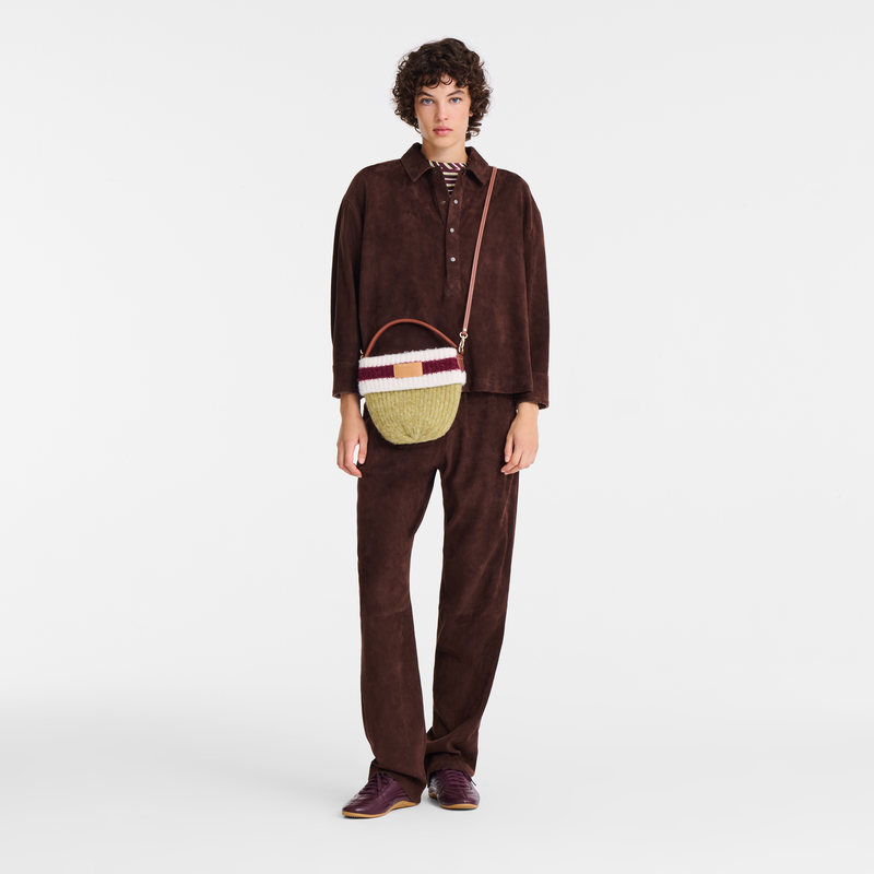 Le Pliage Collection 斜背袋 , 開心果綠色/酒紅色 - 帆布  - 查看 1 2