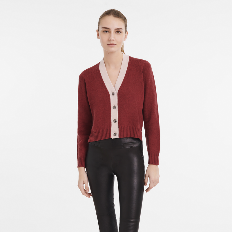 Cardigan Longchamp | Mahogany/Powder US Knit -