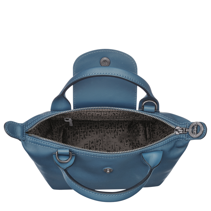 Le Pliage Cuir Top handle bag XS, Pilot blue