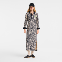 Dress , Black/Beige - Printed jersey