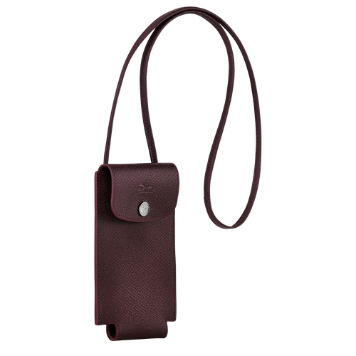 Le Pliage Green Phone case with leather lace, Burgundy
