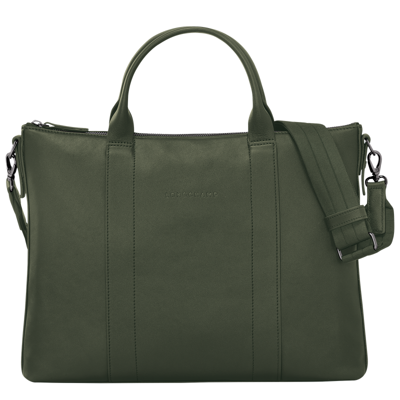 Longchamp 3D Briefcase , Khaki - Leather  - View 1 of  4