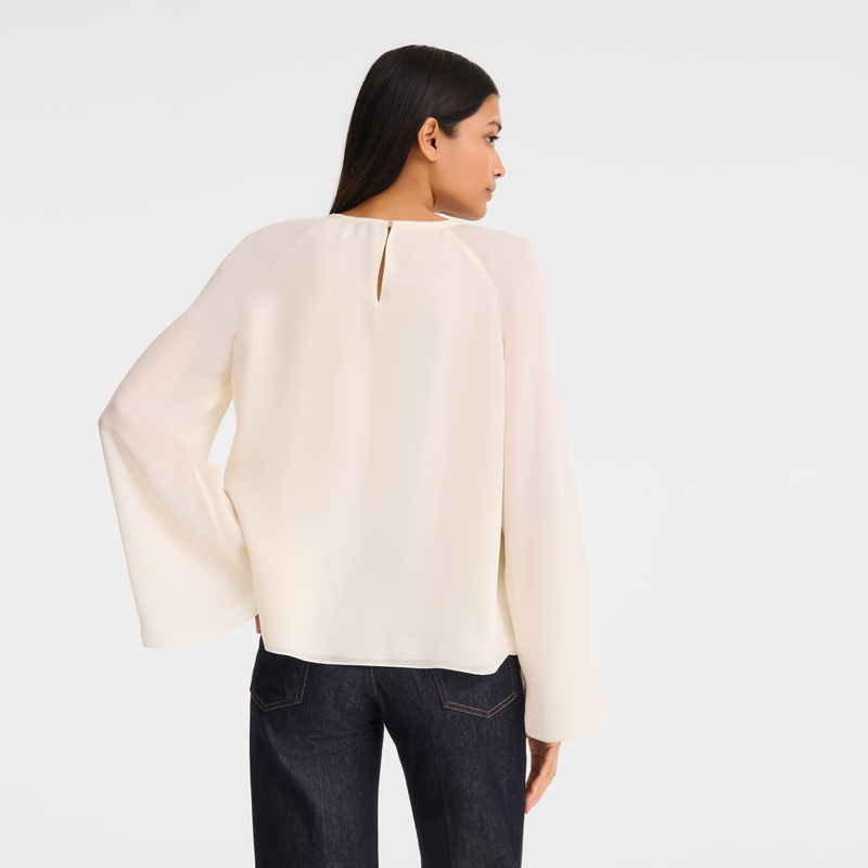 Blouse , Ecru - Textured crepe  - View 4 of  4