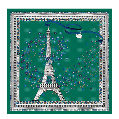 Silk Scarf, D91 Emerald Silk Scarf, D91 Emerald, hi-res